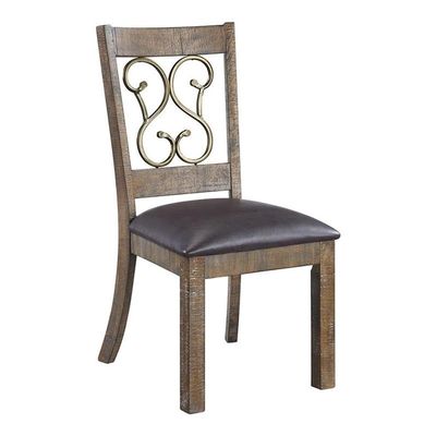 Acme Raphaela Side Chair in Black and Weathered Cherry (Set-2)