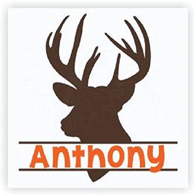 Deer Silhouette with Wall Name Decal Sticker Boy Bedroom Antlers Hunting Custom Art