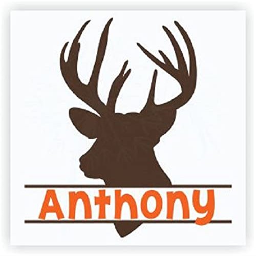 Deer Silhouette with Wall Name Decal Sticker Boy Bedroom Antlers Hunting Custom Art