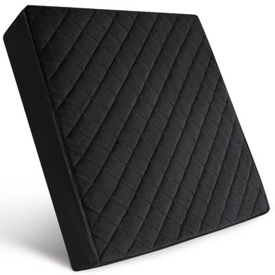 COMFORTANZA Soft 18x18x3 Memory Foam Seat Cushion for Kitchen, Dining, Office Chairs, Cars - Washable Velvety Cover with Waterproof Layer & Non-Slip Base - Comfort & Back Pain Relief - Black