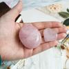 Crocon Rose Quartz Palm Stone (40 mm) & 1 Heart Stone feng Shui Healing Meditation Balance Chakra Reiki Charged Lovely Gift for her him Paperweight Centerpieces with Gift Box for Men Women. view 3