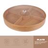 1Pc Food Storage Tray Practical Bamboo Dried Fruit Snack Plate with Lid (Khaki) view 3