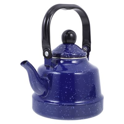 Enamel Teapot Large Porcelain Enameled Teakettle Hot Water Tea Kettle pot for Stovetop Small Retro Classic Design 1. 1L Blue