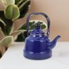 Enamel Teapot Large Porcelain Enameled Teakettle Hot Water Tea Kettle pot for Stovetop Small Retro Classic Design 1. 1L Blue view 3