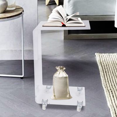 Acrylic Removable Bedside Table, Modern Removable C Shaped End Table Mobile Sofa End Table Easy Assembly Rolling Table Nightstand Nesting Tables for Coffee Small Space Living Room Bedroom