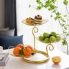 3-Tier 19 Inches Gold Metal Cupcake Dessert Basket Stand, Cake Snack Scones Crackers Fruits Appetizers Pastry Tiered Platters Serving Tray for Tea Party, Bridal Shower (Gold Lotus Leaf) view 3