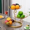 3-Tier 19 Inches Gold Metal Cupcake Dessert Basket Stand, Cake Snack Scones Crackers Fruits Appetizers Pastry Tiered Platters Serving Tray for Tea Party, Bridal Shower (Gold Lotus Leaf) view 4