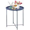 Garden 4 you End Table Metal Side Table Blue Round Folding Tray Cyan Sofa Small Accent Fold-able Table, Round End Table Tray, Next to Sofa Table, Snack Table for Living Room and Bed Room view 1