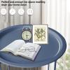 Garden 4 you End Table Metal Side Table Blue Round Folding Tray Cyan Sofa Small Accent Fold-able Table, Round End Table Tray, Next to Sofa Table, Snack Table for Living Room and Bed Room view 2