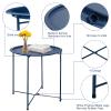 Garden 4 you End Table Metal Side Table Blue Round Folding Tray Cyan Sofa Small Accent Fold-able Table, Round End Table Tray, Next to Sofa Table, Snack Table for Living Room and Bed Room view 3