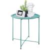 Garden 4 you End Table Metal Side Table Green Round Folding Tray Cyan Sofa Small Accent Fold-able Table, Round End Table Tray, Next to Sofa Table, Snack Table for Living Room and Bed Room view 1