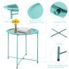 Garden 4 you End Table Metal Side Table Green Round Folding Tray Cyan Sofa Small Accent Fold-able Table, Round End Table Tray, Next to Sofa Table, Snack Table for Living Room and Bed Room view 3