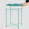 Garden 4 you End Table Metal Side Table Green Round Folding Tray Cyan Sofa Small Accent Fold-able Table, Round End Table Tray, Next to Sofa Table, Snack Table for Living Room and Bed Room view 4