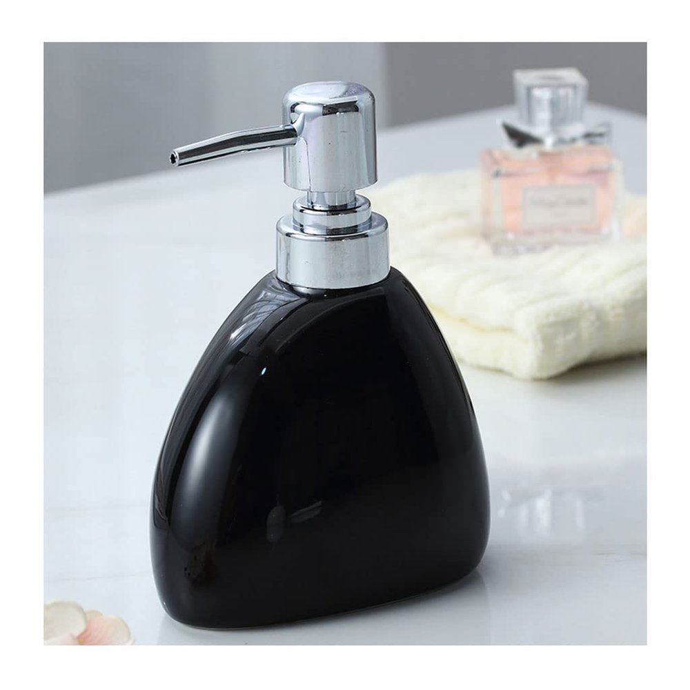 450ml Ceramic Soap Dispenser Countertop Lotion Bottle Bathroom Kitchen Hand Lotion Dispenser Container Soap Pump (Color : Black)