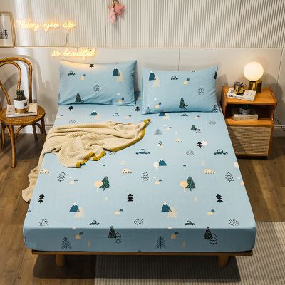 CFYCYHDZHT Breathable Bed Sets,Queen Thick Pure Cotton Brushed Mattress Protector, Bedroom Homestay Animal Printing Non-Slip Fitted Sheets,Jungle,150cmx200cm