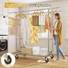 Raybee Clothes Rack Load 620 LBS, Metal Garment Storage with Shelf & Sturdy Wheels, Rolling Clothing Rack for Bedroom Laundry Room, Portable Commercial Garment Rack view 4