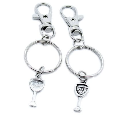 50 Pieces Keyring Keychain Wholesale Suppliers Jewelry Lobster Clasps NW1K3F Wine Juice Cup Glass Goblet