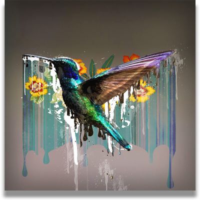 Abstract Color Drip Hummingbird Wall Decor - Bird Lovers Gifts - Hummingbird Wall Art - Humming Bird Gifts for Mom, Women, Bird Lovers - Hummingbird Kitchen Decor - 24x30 ready to hang canvas