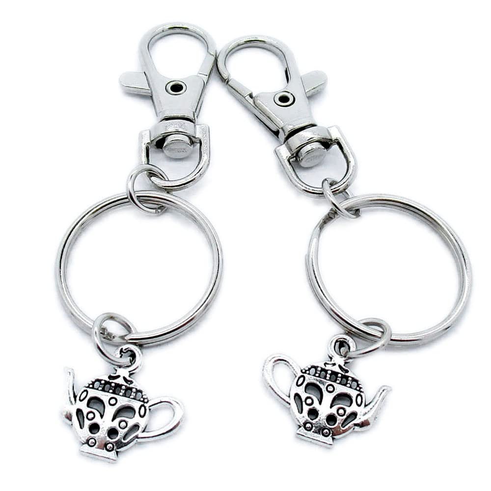 50 Pieces Keyring Keychain Wholesale Suppliers Jewelry Lobster Clasps TR1X0L Teapot Tea Kettle Pot