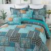 BEDIFANY Cotton Queen Size Quilt, Lightweight Bedspread Queen Size, Teal, Quilted Coverlets Queen Quilt Bedding Sets for Bed Decorations for All Seasons. 3 Pieces view 2