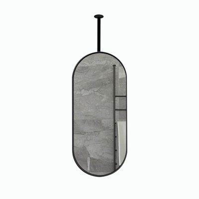 DXZ-Design Simple Ceiling Mounted Hanging Rod Mirror, Clear and Practical Wall Vanity Mirror for Bathroom Washroom Makeup Shaving - Black Customizable (Size : 40cmx70cm)