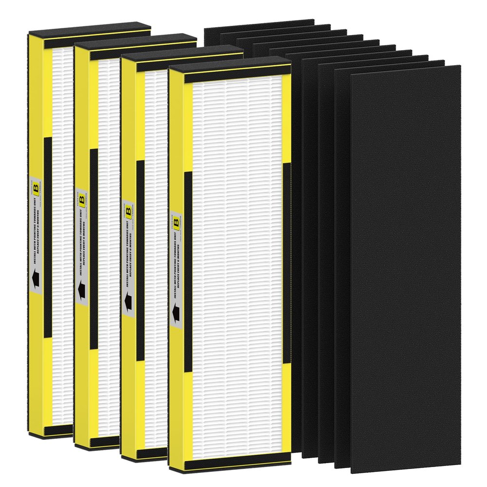 4 Pack FLT4825 HEPA Filter B Replacement Compatible with AC4825 AC4825E AC4300 AC4800 AC4880 AC4900 AC4850, 4 True HEPA Filters & 6 Activated Carbon Pre-filters