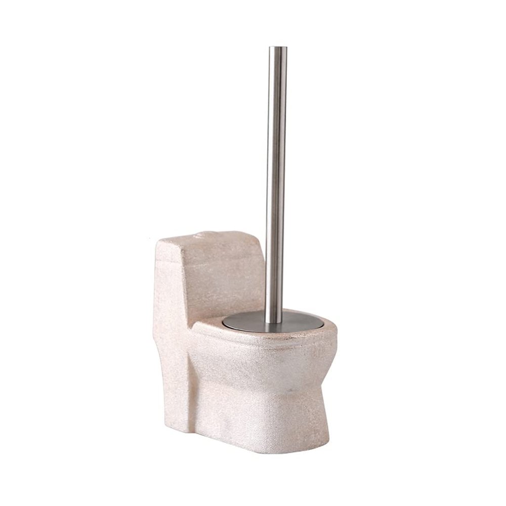 hanxiaoyishop Toilet Brush Toilet Brush Holder Creative Handmade Ceramic Toilet Bowl Brush Bathroom Stainless Steel Long Handle Cleaning Brush Toilet Brushs Set Toilet Bowl Brush (Color : A)