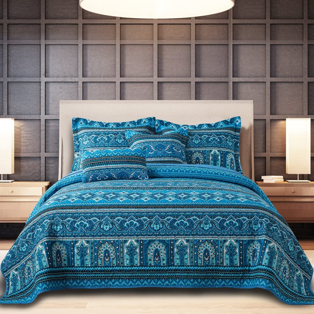 BEDIFANY Cotton Quilt King Size Sets, Lightweight King Bedspread Soft Quilted Reversible Coverlets Sets Boho Quilt King Set for Bed Decorations for All Seasons, 3 Pieces