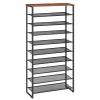 HOOBRO 10-Tier Shoe Rack, 29.5" L Shoe Storage Organizer, Large Capacity Shoe Shelf for Front Door Entrance, Entryway, Hallway, Holds 36-40 Pairs of Shoes, Closet, Rustic Brown and Black BF107XJ01 view 1