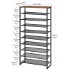 HOOBRO 10-Tier Shoe Rack, 29.5" L Shoe Storage Organizer, Large Capacity Shoe Shelf for Front Door Entrance, Entryway, Hallway, Holds 36-40 Pairs of Shoes, Closet, Rustic Brown and Black BF107XJ01 view 3