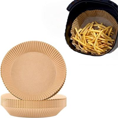 BINGLALA 100PCS Air Fryer Disposable Paper Liner, Round Liners, Oil-Proof, Water-Proof Parchment for Baking,No- Stick Food Grade liners Roasting Microwave (100pcs & 7.9in)