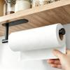 Gewtur Paper Towel Holder Under Cabinet - Self Adhesive Paper Towel Roll Holder Wall Mount, Matte Black Stainless Steel Towel Paper Holder for Kitchen, Bathroom, Cabinets (2 Pcs) view 2