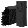 WUWEOT 50 Pack Black Wine Gift Bag, Wine Tote Bags Bulk Kraft Paper Bag with Handles for Party, Shopping, Retail Merchandise view 1