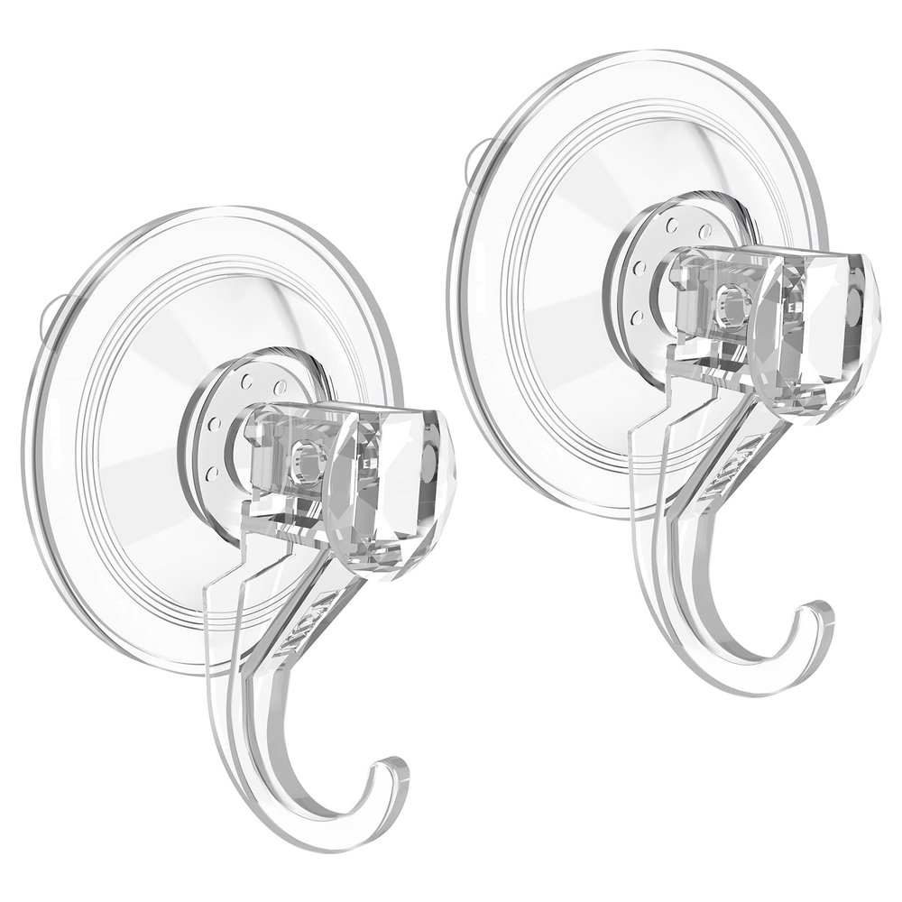 VIS'V Suction Wreath Hanger, Heavy Duty, 22 LB, Large, Clear, 2 Pcs