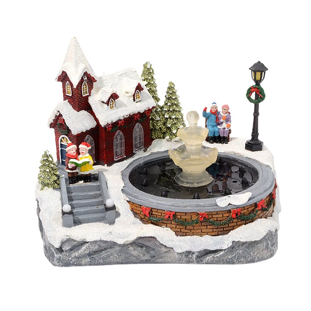 DUO ER Table Dynamic Music Craft with Light Ornament Fake Fountain Home Decor Christmas Snow House Holiday for Christmas