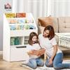HOMCOM Kids Bookcase Multi-Shelf Rack Organizer with Storage Drawer for Books, Playroom, White view 2