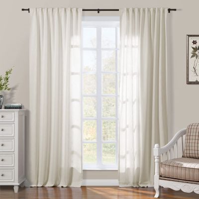 ChadMade Pravicy Protecting Drapery Cotton Curtain 84 inches Long for Living Room Bedroom 100Wx84L, 1 Panel, Beige, Sarai Collection