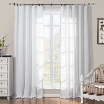 ChadMade 84 inch Length Cotton Drapery Pravicy Protecting Curtain for Living Room Bedroom 100Wx84L, 1 Panel, White, Sarai Collection