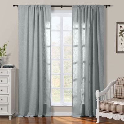 ChadMade Pravicy Protecting Drapery Cotton Curtain 84 inches Long for Living Room Bedroom 100Wx84L, 1 Panel, Dusk Blue, Sarai Collection