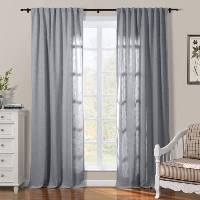 ChadMade 120 inches Wide Natrual Cotton Curtain Pravicy Protecting Drape for Bedroom Kids' Room Traverse Rod Versatile Rod Pocket Hook Belt Back Tab 120Wx84L, 1 Panel, Grey, Sarai Collection