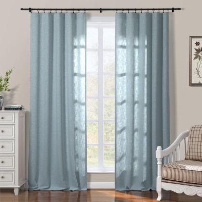 ChadMade Pravicy Protecting Drapery Cotton Curtain 84 inches Long for Living Room Bedroom 100Wx84L, 1 Panel, Sea Angel, Sarai Collection