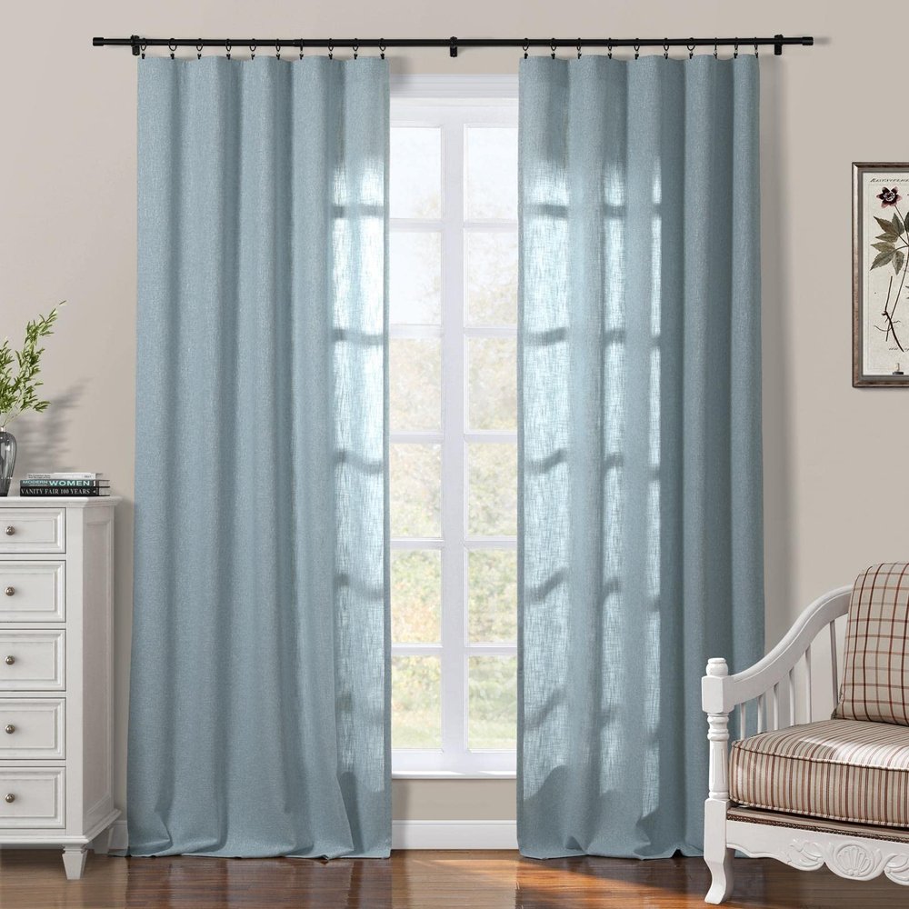 ChadMade Pravicy Protecting Drapery Cotton Curtain 84 inches Long for Living Room Bedroom 100Wx84L, 1 Panel, Sea Angel, Sarai Collection