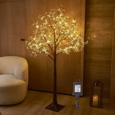 Hairui Artificial Baby Breath Flowers Tree with Lights 5FT 126LED,Prelit Lighted Gypsophila twig Tree for Wedding Party Christmas Holiday Decoration Indoor Outdoor Use
