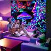 ADDWel Blacklight Mushroom Tapestry, Upright Tapestry Glow In The Dark, UV Reactive Black Light Tapestries Posters Wall Hanging for Backdrop Bedroom Dorm Living Room Decor(60"x80") view 3