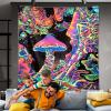 ADDWel Blacklight Mushroom Tapestry, Upright Tapestry Glow In The Dark, UV Reactive Black Light Tapestries Posters Wall Hanging for Backdrop Bedroom Dorm Living Room Decor(60"x80") view 4