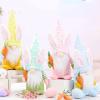4Pcs Easter Bunny Gnome Decorations Rabbit Ears Tomte Elf Plush Decor Carrot Dwarf Figurines Ornaments for Home Party Table Tiered Tray Spring Easter Gifts Yellow Green Pink Blue view 1
