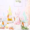 4Pcs Easter Bunny Gnome Decorations Rabbit Ears Tomte Elf Plush Decor Carrot Dwarf Figurines Ornaments for Home Party Table Tiered Tray Spring Easter Gifts Yellow Green Pink Blue view 4