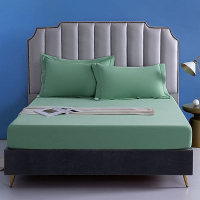 CFYCYHDZHT Bedding Extra Deep Fitted Sheets,Cotton Brushed Solid Color Mattress Protector, Long-Staple Cotton Non-Slip Deep Pocket Mattress Cover for Single Double Bed,Green,150cmx200cm