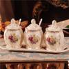 KKMUYBVDG European-style Ceramic Seasoning Pot Three-piece Seasoning Pot, Salt Shaker Set Household Kitchen Seasoning Box Seasoning Bottle Seasoning Bottle Spice box/spice rack view 1