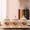KKMUYBVDG European-style Ceramic Seasoning Pot Three-piece Seasoning Pot, Salt Shaker Set Household Kitchen Seasoning Box Seasoning Bottle Seasoning Bottle Spice box/spice rack view 3